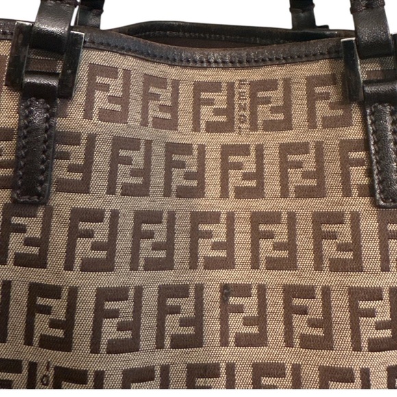 Fendi Zucca FF Logo Canvas Tote with Attached Pouch - Picture 7 of 15